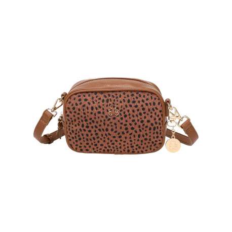 Sac camel fantaisie à motif léopard avec fermeture à glissière