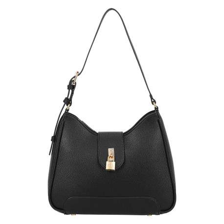 Sac porté épaule noir uni avec détails dorés et anse réglable