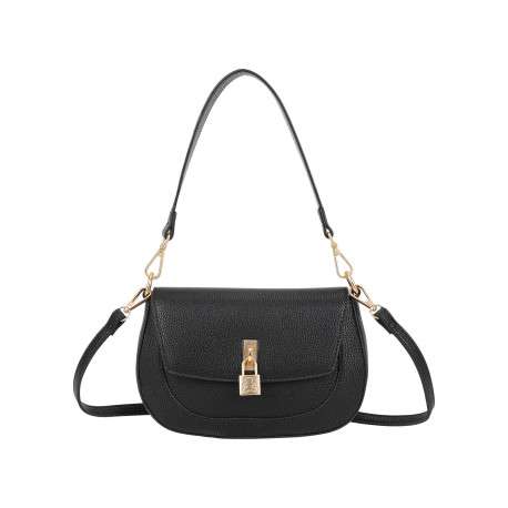 Sac besace noir uni avec anse et bandoulière amovibles