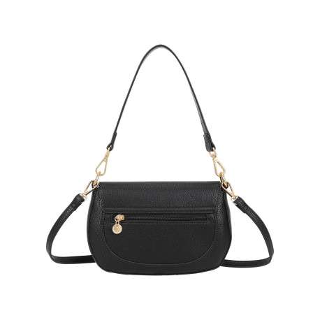 Sac besace noir uni avec anse et bandoulière amovibles - Image 3