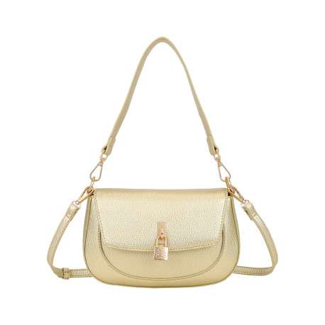 Sac besace or uni avec anse et bandoulière amovibles