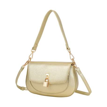 Sac besace or uni avec anse et bandoulière amovibles - Image 2
