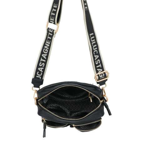 Sac à bandoulière amovible noir effet grainé avec logo de la marque - Image 4