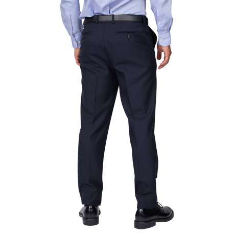 Pantalon chino en laine mélangée bleu marine uni à coupe regular fit - Image 2