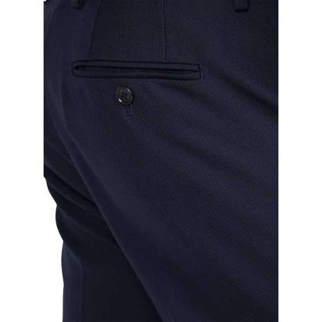 Pantalon chino en laine mélangée bleu marine uni à coupe regular fit - Image 4