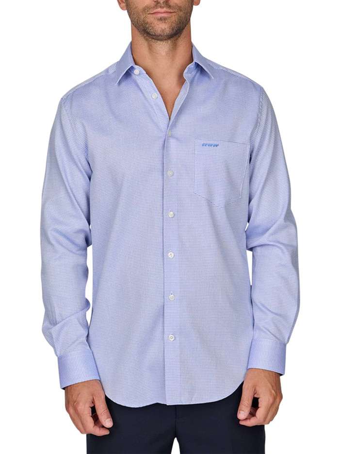 Chemise en coton bleue à...