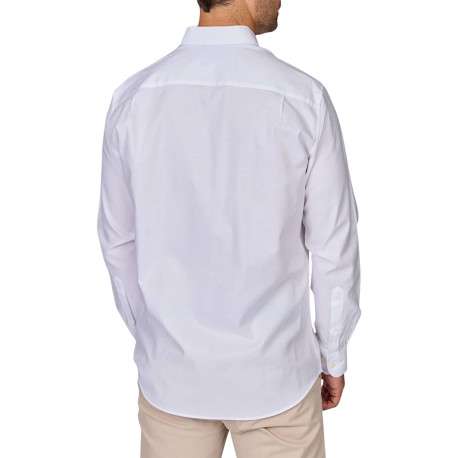 Chemise en coton piqué blanche unie à coupe regular fit et col américain - Image 2