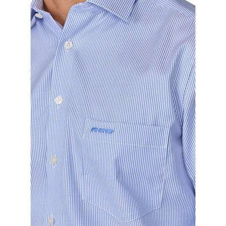 Chemise en coton bleue ciel rayée à coupe regular fit avec une poche - Image 3