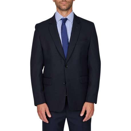 Veste de costume en laine mélangée bleue marine unie à coupe ajustée - Image 3