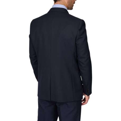 Veste de costume en laine mélangée bleue marine unie à coupe ajustée - Image 4