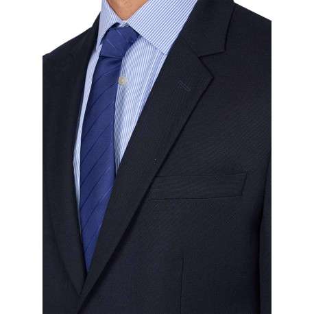 Veste de costume en laine mélangée bleue marine unie à coupe ajustée - Image 5
