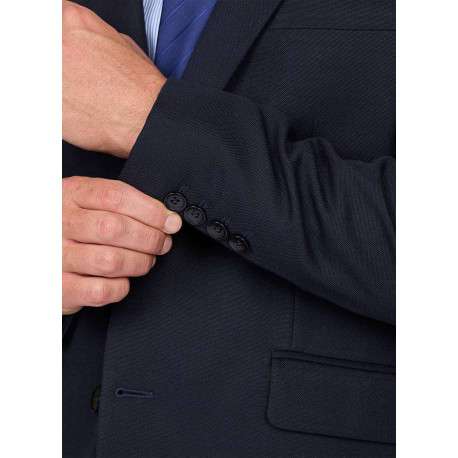 Veste de costume en laine mélangée bleue marine unie à coupe ajustée - Image 6