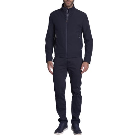 Blouson marine uni avec une coupe droite et deux poches latérales