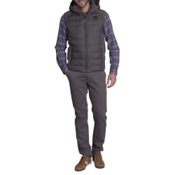 Doudoune gris uni avec une coupe droite et des poches latérales