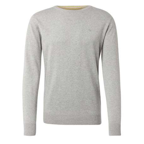 Pull en coton gris avec logo brodé poitrine un col rond et une coupe droite