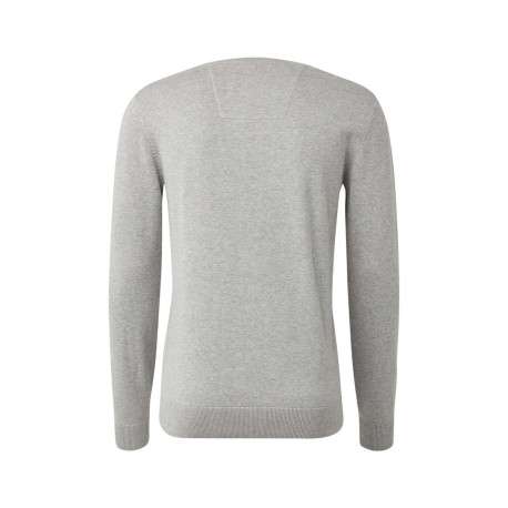 Pull en coton gris avec logo brodé poitrine un col rond et une coupe droite - Image 2