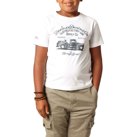 T-shirt en coton blanc imprimé avec un col rond et des manches courtes