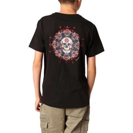 T-shirt en coton noir imprimé avec un col rond et des manches courtes - Image 2