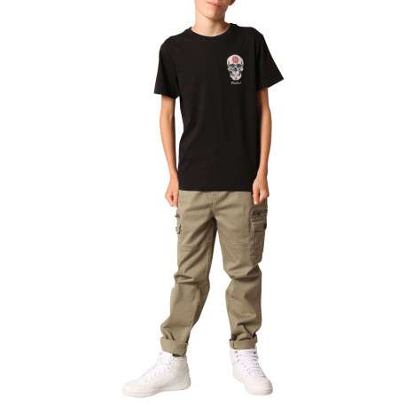 T-shirt en coton noir imprimé avec un col rond et des manches courtes - Image 4