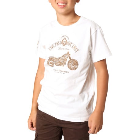 T-shirt en coton blanc imprimé avec un col rond et des manches courtes