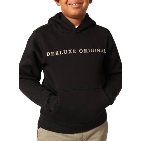 Sweat noir uni avec un col à capuche et une poche traversante