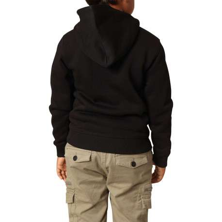 Sweat noir uni avec un col à capuche et une poche traversante - Image 2
