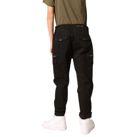 Pantalon Cargo en coton noir coupe slim avec multiples poches - Image 2