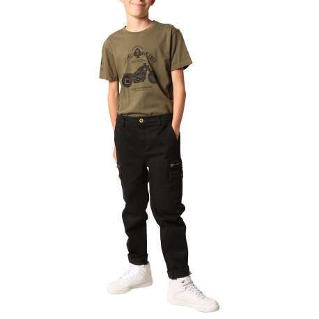 Pantalon Cargo en coton noir coupe slim avec multiples poches - Image 4