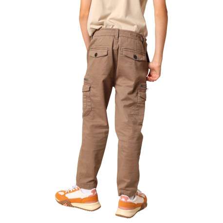 Pantalon Cargo en coton brun coupe slim avec multiples poches - Image 2