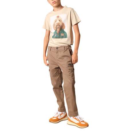 Pantalon Cargo en coton brun coupe slim avec multiples poches - Image 4
