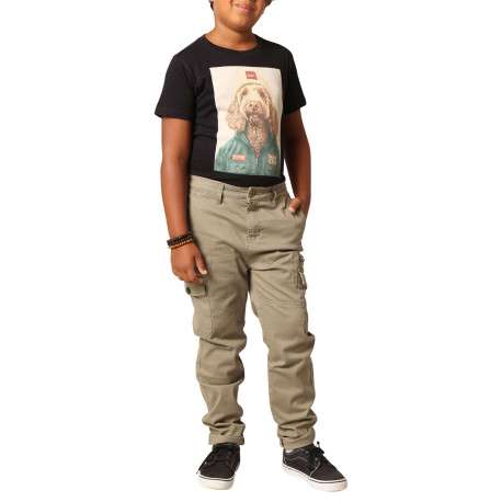 Pantalon Cargo en coton kaki coupe slim avec multiples poches - Image 4