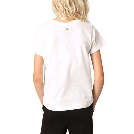 T-shirt en coton blanc imprimé à paillettes avec un col rond - Image 2