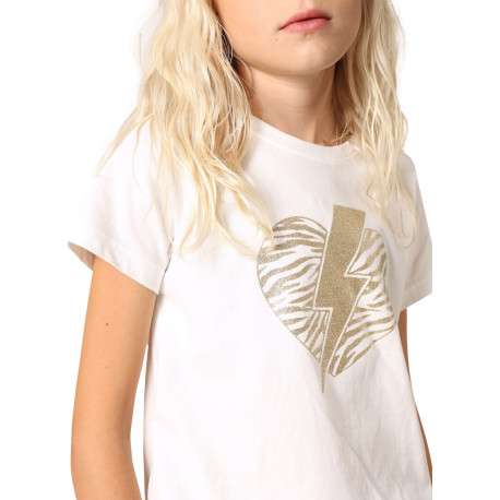 T-shirt en coton blanc imprimé à paillettes avec un col rond - Image 3