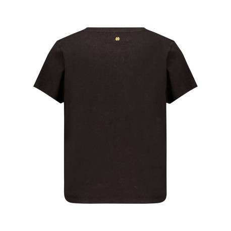T-shirt en coton noir imprimé à paillettes avec un col rond - Image 2