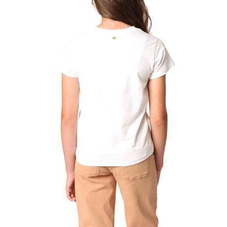 T-shirt en coton blanc imprimé à paillettes avec un col rond - Image 2