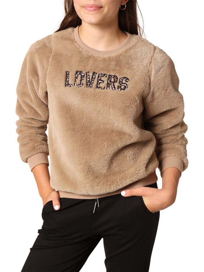 Sweat beige en fourrure...