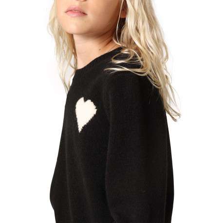 Pull noir en maille tricotée avec un col rond et des manches longues - Image 3