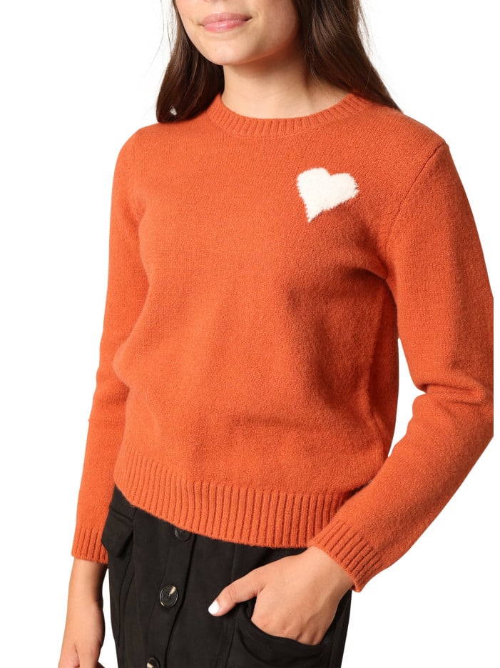 Pull orange en maille...
