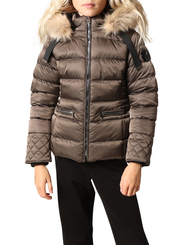 Doudoune taupe avec un col...