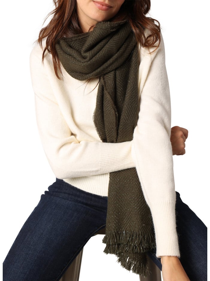 Écharpe kaki motif losanges...