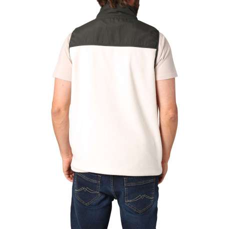 Sweat sans manches bi-matière écru et anthracite pourvu de poches plaquées - Image 2