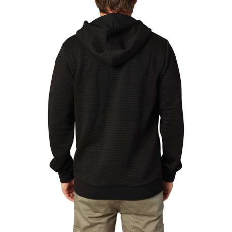 Sweat noir avec un motif quadrillage en relief et un col à capuche - Image 2