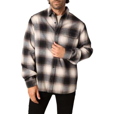 Chemise en coton noire coupe droite avec un motif à carreaux