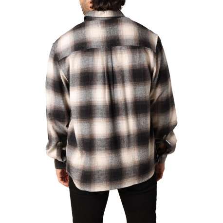Chemise en coton noire coupe droite avec un motif à carreaux - Image 2