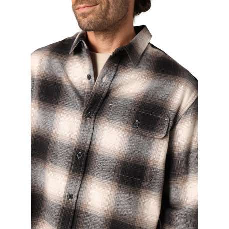 Chemise en coton noire coupe droite avec un motif à carreaux - Image 3