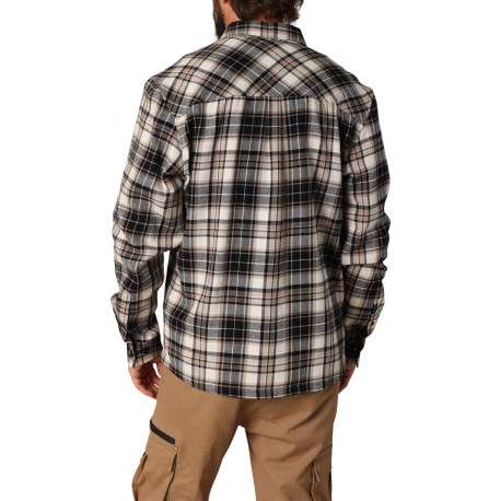 Chemise en coton écrue, noire et marron à motif écossais avec un col à rabats - Image 2