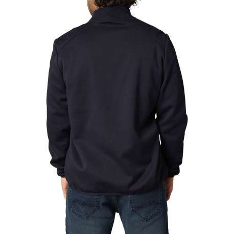 Blouson marine avec un col montant zippé et logo de la marque sur une manche - Image 2