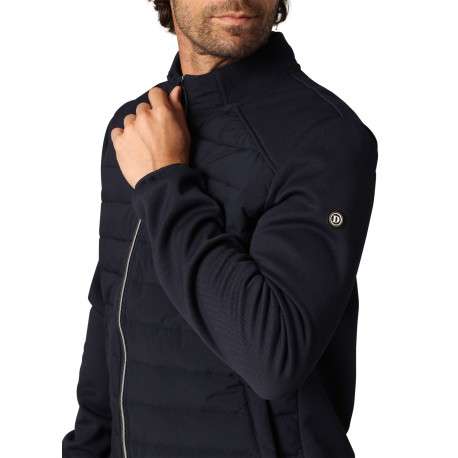 Blouson marine avec un col montant zippé et logo de la marque sur une manche - Image 3