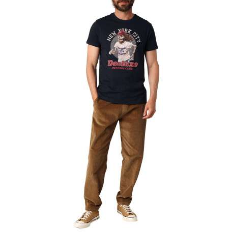 T-shirt en coton marine avec un col rond et des manches courtes - Image 4
