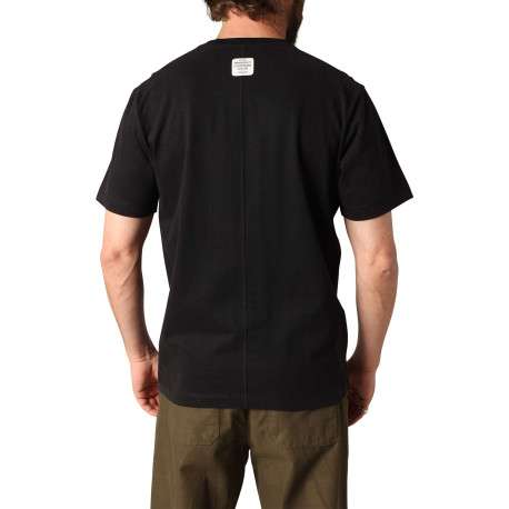 T-shirt en coton noir uni avec un col rond et des manches courtes - Image 2